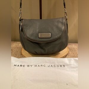 Marc Jacobs Classic Q Lg Natasha Crossbody Bag Zipper‎ Flap Purse Gunmetal Grey